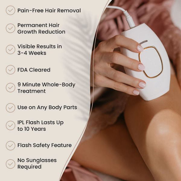 Dermatologist Recommended Glokore IPL Hair Remover At-Home Painless Device